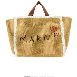 Marni Tan Structured Tote Bag with Leather Handles